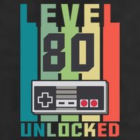 Level 80 Unlocked Funny Retro Gamer Birthday 7 Panel Mesh Trucker Snapback Hat