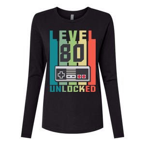 Level 80 Unlocked Funny Retro Gamer Birthday Womens Cotton Relaxed Long Sleeve T-Shirt