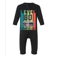 Level 80 Unlocked Funny Retro Gamer Birthday Infant Fleece One Piece