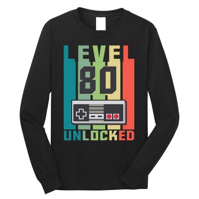 Level 80 Unlocked Funny Retro Gamer Birthday Long Sleeve Shirt
