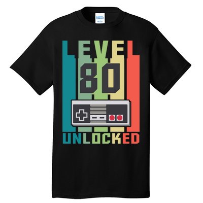 Level 80 Unlocked Funny Retro Gamer Birthday Tall T-Shirt