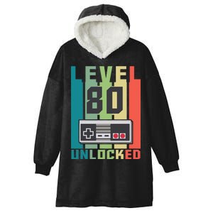 Level 80 Unlocked Funny Retro Gamer Birthday Hooded Wearable Blanket