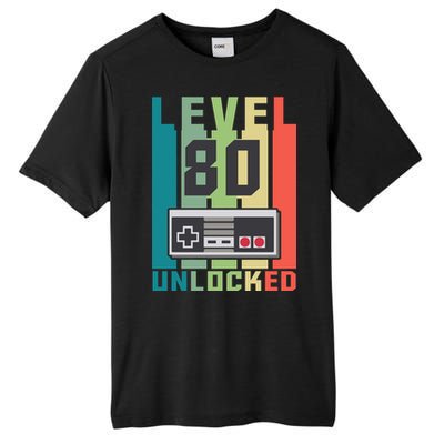 Level 80 Unlocked Funny Retro Gamer Birthday Tall Fusion ChromaSoft Performance T-Shirt