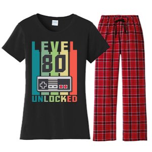 Level 80 Unlocked Funny Retro Gamer Birthday Women's Flannel Pajama Set