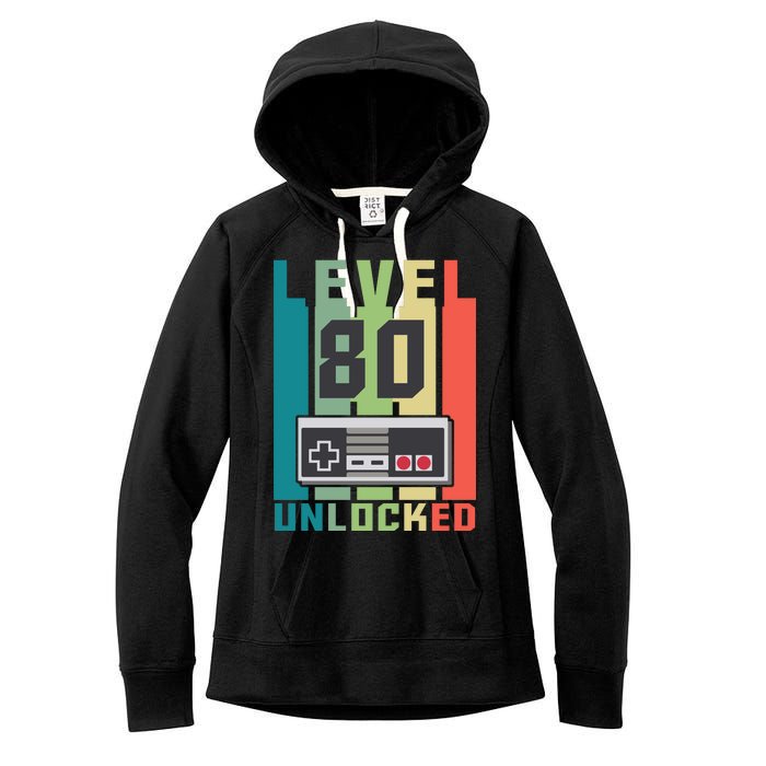 Level 80 Unlocked Funny Retro Gamer Birthday Women's Fleece Hoodie