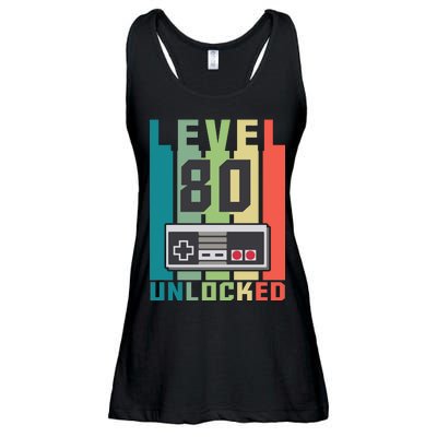 Level 80 Unlocked Funny Retro Gamer Birthday Ladies Essential Flowy Tank