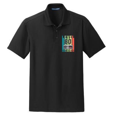 Level 80 Unlocked Funny Retro Gamer Birthday Dry Zone Grid Polo