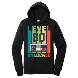 Level 80 Unlocked Funny Retro Gamer Birthday Women's Pullover Hoodie