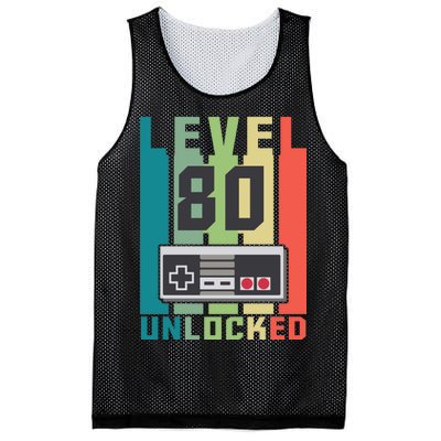 Level 80 Unlocked Funny Retro Gamer Birthday Mesh Reversible Basketball Jersey Tank