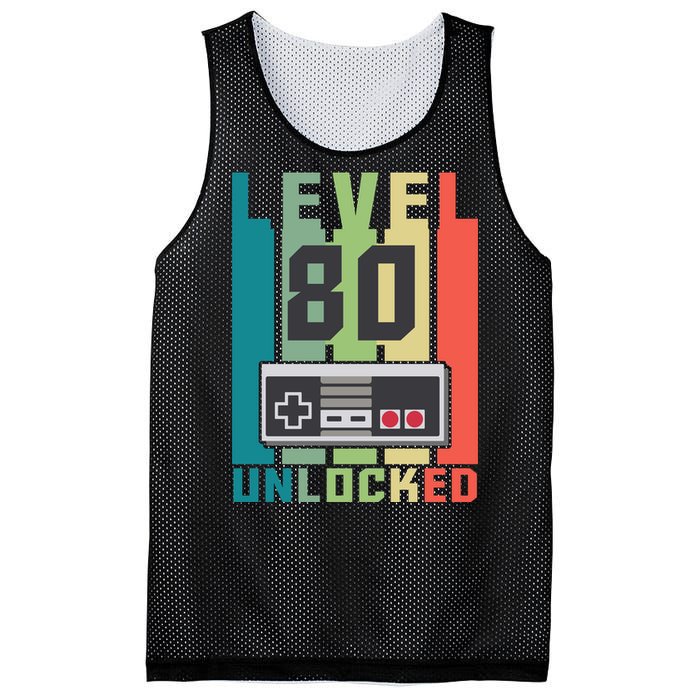 Level 80 Unlocked Funny Retro Gamer Birthday Mesh Reversible Basketball Jersey Tank