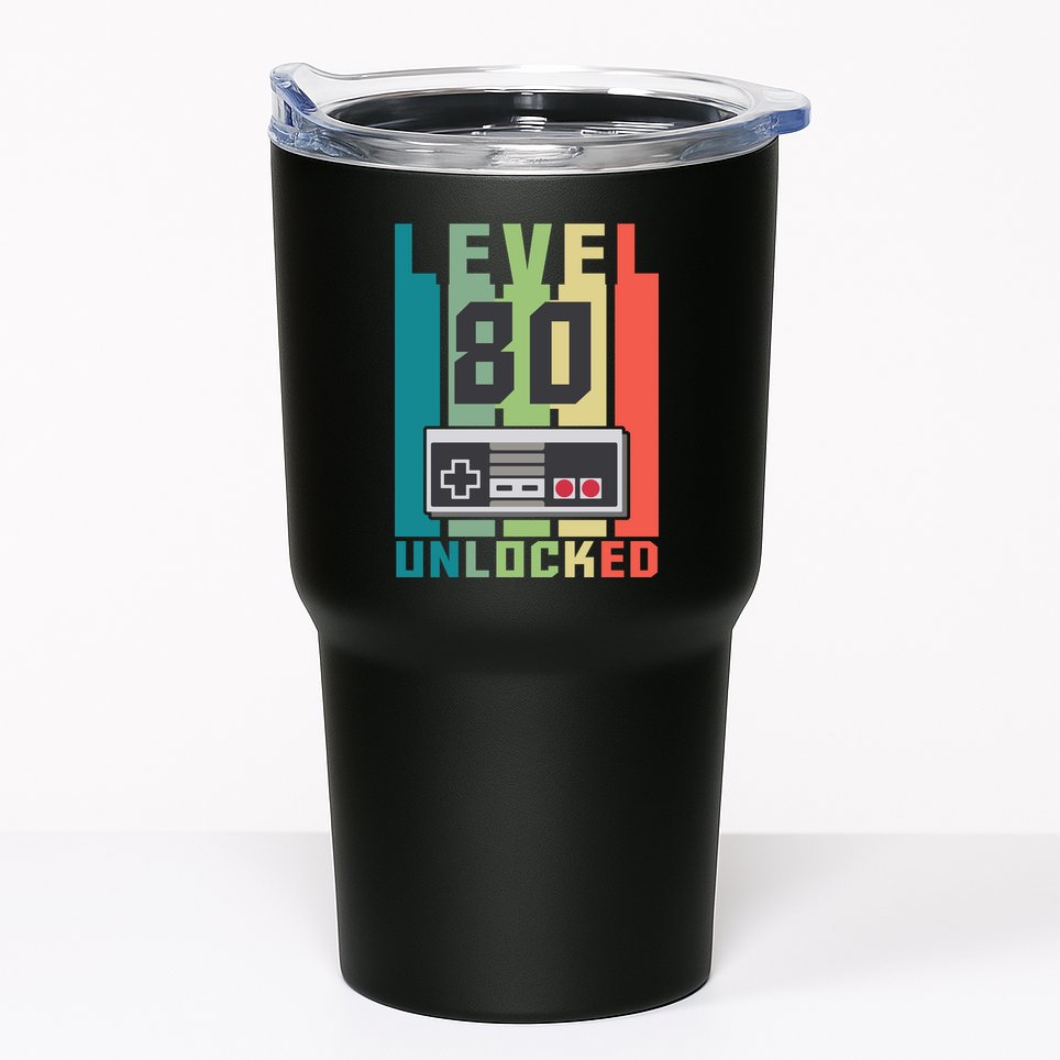 Level 80 Unlocked Funny Retro Gamer Birthday Tumbler