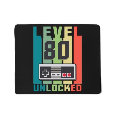 Level 80 Unlocked Funny Retro Gamer Birthday Mousepad