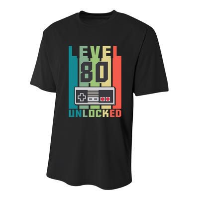 Level 80 Unlocked Funny Retro Gamer Birthday Youth Performance Sprint T-Shirt