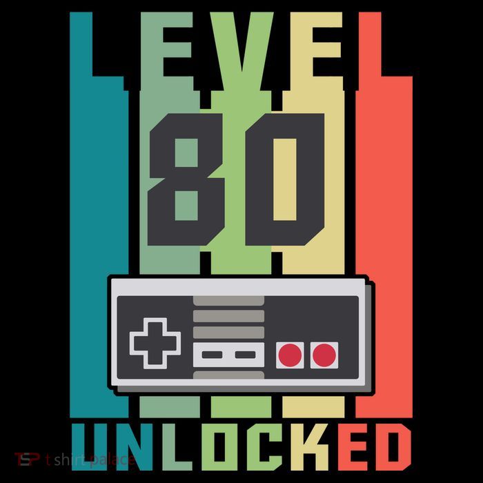 Level 80 Unlocked Funny Retro Gamer Birthday Premium T-Shirt