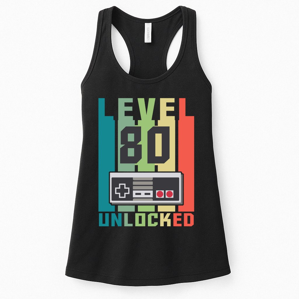 Level 80 Unlocked Funny Retro Gamer Birthday Womens Tank Top