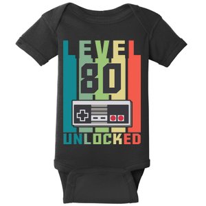 Level 80 Unlocked Funny Retro Gamer Birthday Baby Bodysuit