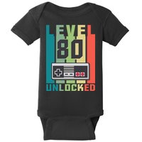 Level 80 Unlocked Funny Retro Gamer Birthday Baby Bodysuit