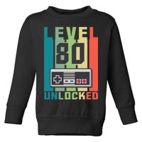 Level 80 Unlocked Funny Retro Gamer Birthday Toddler Sweatshirt