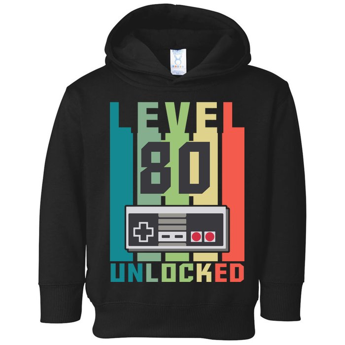 Level 80 Unlocked Funny Retro Gamer Birthday Toddler Hoodie