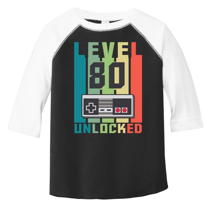 Level 80 Unlocked Funny Retro Gamer Birthday Toddler Fine Jersey T-Shirt