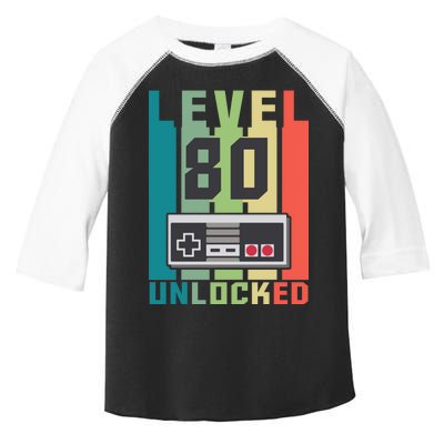 Level 80 Unlocked Funny Retro Gamer Birthday Toddler Fine Jersey T-Shirt