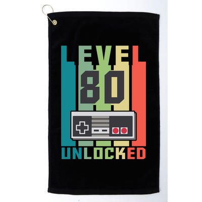 Level 80 Unlocked Funny Retro Gamer Birthday Golf Towel