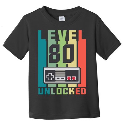 Level 80 Unlocked Funny Retro Gamer Birthday Toddler T-Shirt