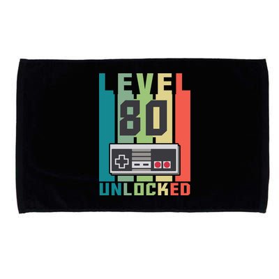 Level 80 Unlocked Funny Retro Gamer Birthday Microfiber Hand Towel