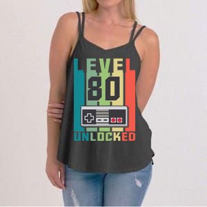 Level 80 Unlocked Funny Retro Gamer Birthday Women's Strappy Tank