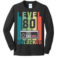 Level 80 Unlocked Funny Retro Gamer Birthday Kids Long Sleeve Shirt