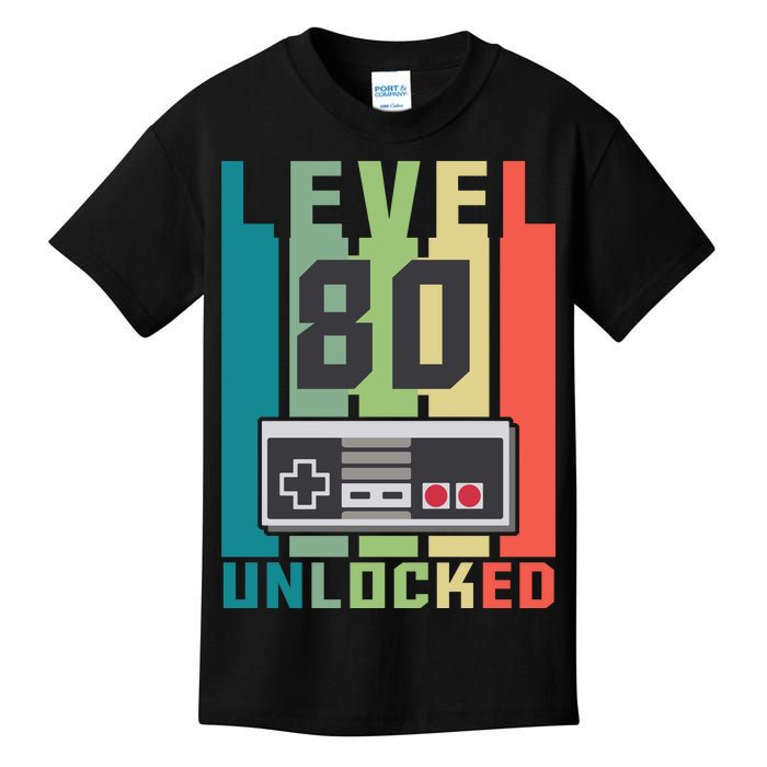 Level 80 Unlocked Funny Retro Gamer Birthday Kids T-Shirt