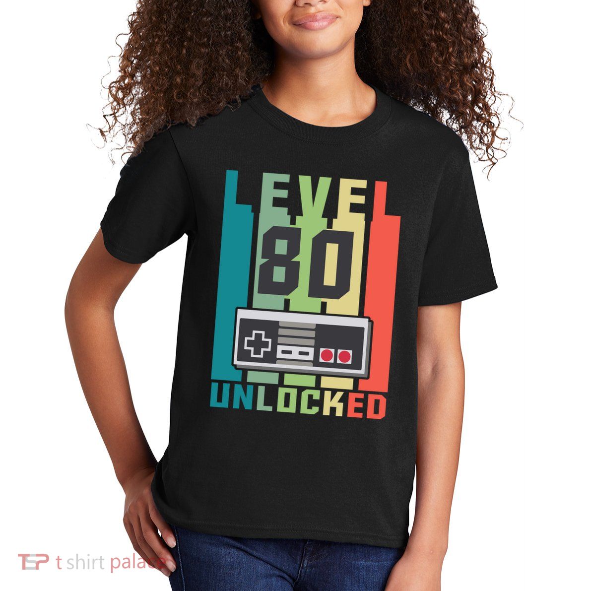 Level 80 Unlocked Funny Retro Gamer Birthday Kids T-Shirt