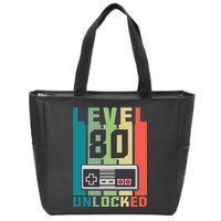 Level 80 Unlocked Funny Retro Gamer Birthday Zip Tote Bag