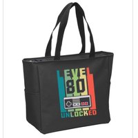 Level 80 Unlocked Funny Retro Gamer Birthday Zip Tote Bag