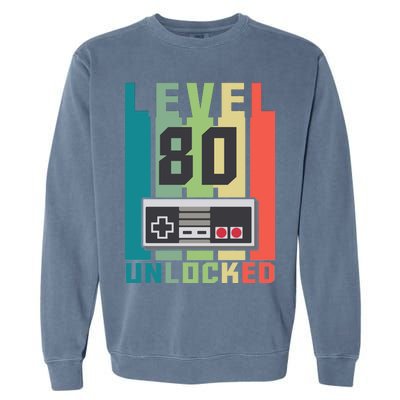 Level 80 Unlocked Funny Retro Gamer Birthday Garment-Dyed Sweatshirt