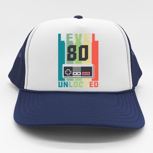 Level 80 Unlocked Funny Retro Gamer Birthday Trucker Hat