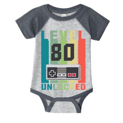 Level 80 Unlocked Funny Retro Gamer Birthday Infant Baby Jersey Bodysuit