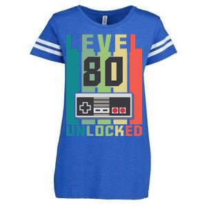 Level 80 Unlocked Funny Retro Gamer Birthday Enza Ladies Jersey Football T-Shirt