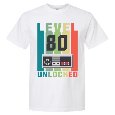 Level 80 Unlocked Funny Retro Gamer Birthday Garment-Dyed Heavyweight T-Shirt