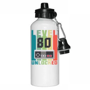 Level 80 Unlocked Funny Retro Gamer Birthday Aluminum Water Bottle