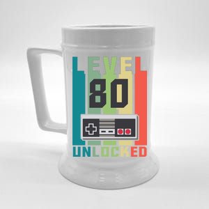 Level 80 Unlocked Funny Retro Gamer Birthday Beer Stein