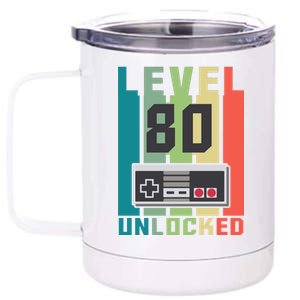 Level 80 Unlocked Funny Retro Gamer Birthday 12 oz Stainless Steel Tumbler Cup