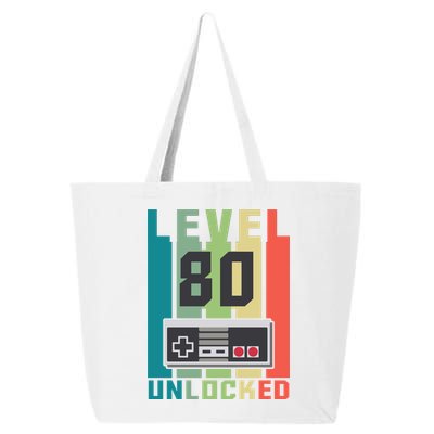 Level 80 Unlocked Funny Retro Gamer Birthday 25L Jumbo Tote