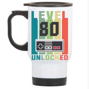 Level 80 Unlocked Funny Retro Gamer Birthday Stainless Steel Travel Mug