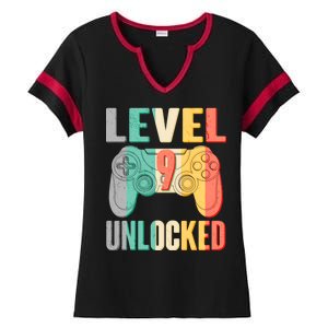 Level 9 Unlocked Nine Years Old Ladies Halftime Notch Neck Tee