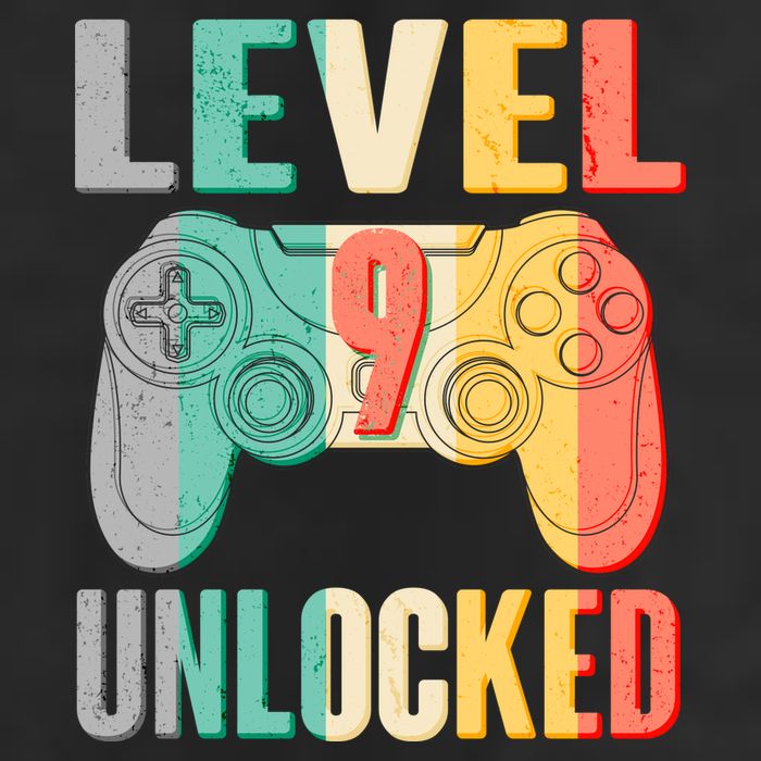 Level 9 Unlocked Nine Years Old 7 Panel Mesh Trucker Snapback Hat