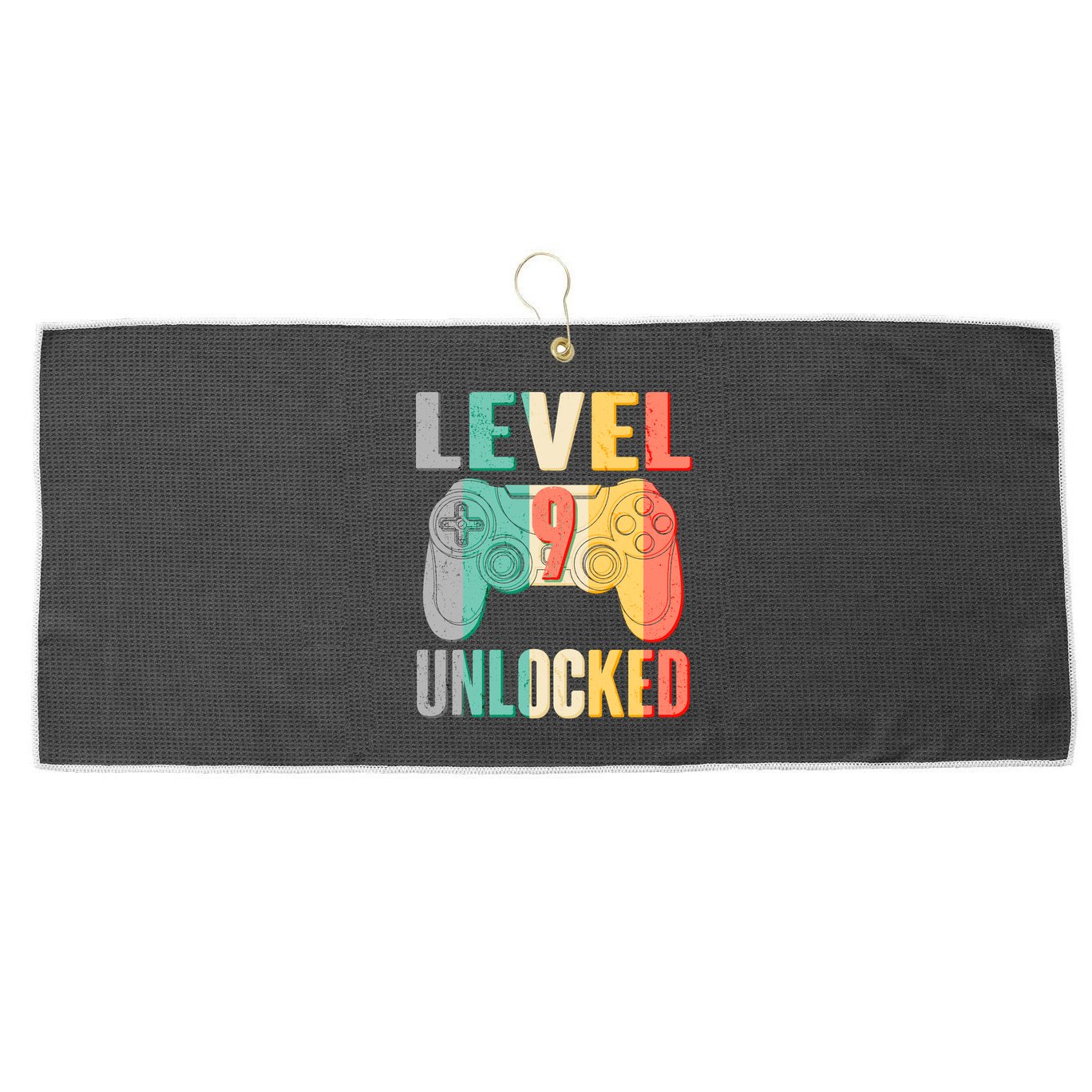 Level 9 Unlocked Nine Years Old Large Microfiber Waffle Golf Towel