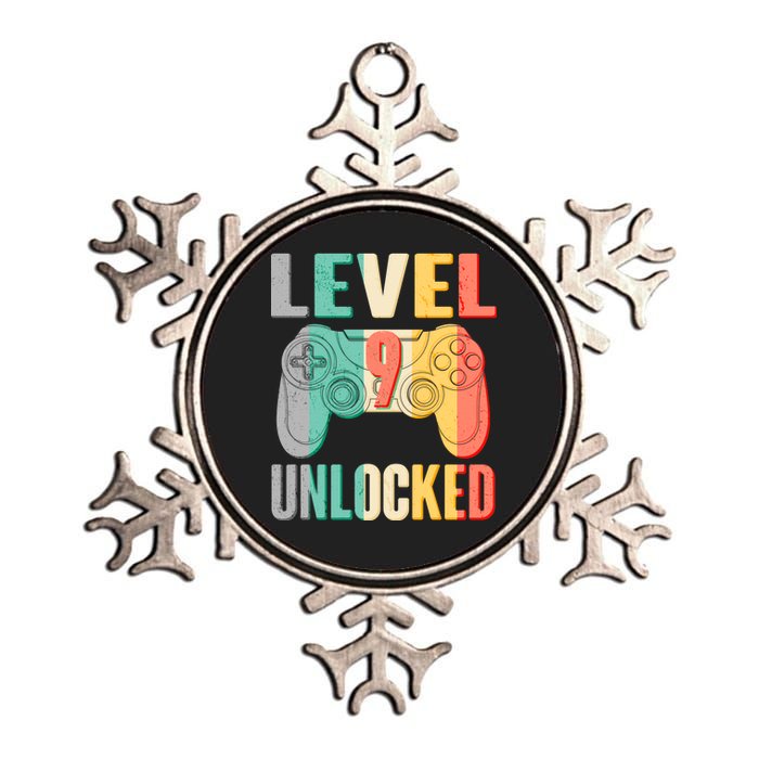 Level 9 Unlocked Nine Years Old Metallic Star Ornament