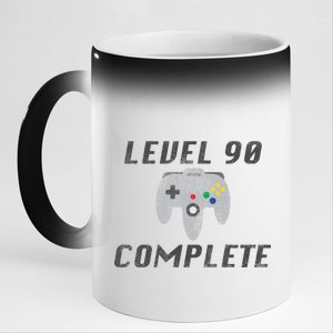 Level 90 Complete 90th Birthday 11oz Black Color Changing Mug