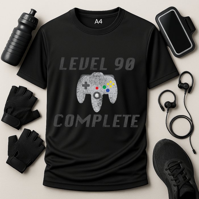 Level 90 Complete 90th Birthday Cooling Performance Crew T-Shirt